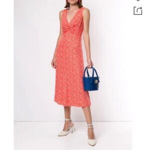 Rebecca Taylor Malia Twist Front Midi Dress star print silk silky resortwear